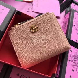Gucci The First Layer Of Fluffed Leather Zipper Around Short Wallet Nude Pink 474747
