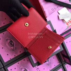 Gucci The First Layer Of Fluffed Leather Buckle Short Flip Wallet Red 474746