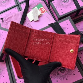 Gucci The First Layer Of Fluffed Leather Buckle Short Flip Wallet Red 474746