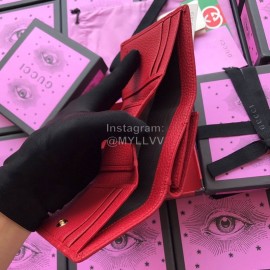 Gucci The First Layer Of Fluffed Leather Buckle Short Flip Wallet Red 474746