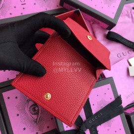 Gucci The First Layer Of Fluffed Leather Buckle Short Flip Wallet Red 474746