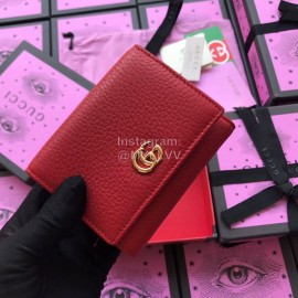Gucci The First Layer Of Fluffed Leather Buckle Short Flip Wallet Red 474746