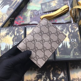 Gucci Bronzing Tiger Head Butterfly Print Leather Short Wallet Brown Yellow 476420