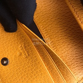 Gucci Bronzing Tiger Head Butterfly Print Leather Short Wallet Brown Yellow 476420