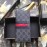 Gucci Ribbon Striped Cowhide Flap Wallet Gray 408836