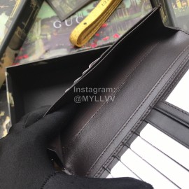 Gucci Ribbon Striped Leather Flip Wallet Brown 408836