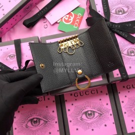Gucci Bee Star Print Leather Key Case Black 495071