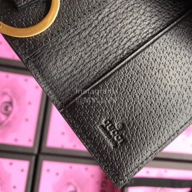 Gucci Bee Star Print Leather Key Case Black 495071