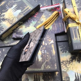 Gucci Bee Butterfly Printed Leather Short Wallet Brown 451268