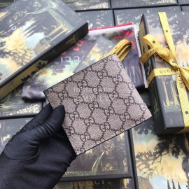 Gucci Bee Butterfly Printed Leather Short Wallet Brown 451268