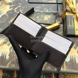 Gucci Bee Webbing Embroidered Butterfly Print Leather Short Wallet Brown 408827