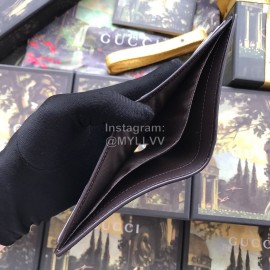 Gucci Bee Webbing Embroidered Butterfly Print Leather Short Wallet Brown 408827