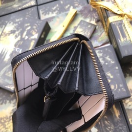 Gucci  GG Marmont Chevron Pattern Quilted Zipper Around Long Cowhide Wallet Black 443123