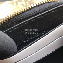 Gucci  GG Marmont Chevron Pattern Quilted Zipper Around Long Cowhide Wallet Black 443123