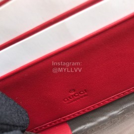 Gucci  GG Butterfly Print Cowhide Zipper Around Long Wallet Red 410102