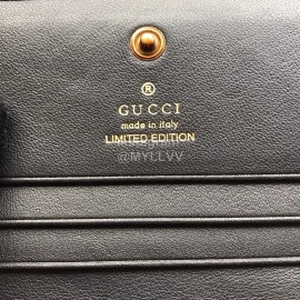 Gucci  GG Heart-Shaped Sequins And Crystal Embroidered Velvet Short Wallet Black 466492