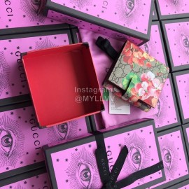 Gucci Blooms Geranium Print Short Clamshell Leather Wallet Red 410071