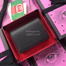 Gucci Bee Diamond Flap Leather Flip Wallet Black 499361