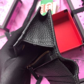 Gucci Bee Diamond Flap Leather Flip Wallet Black 499361