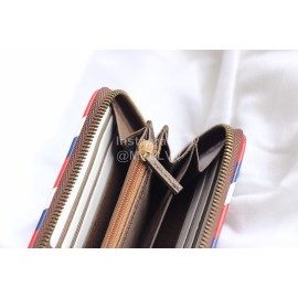 Gucci  GG Embroidery Pattern Zipper Around Long Wallet Coffee Color 473909