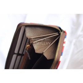 Gucci  GG Embroidery Pattern Zipper Around Long Wallet Coffee Color 473909