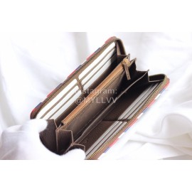 Gucci  GG Embroidery Pattern Zipper Around Long Wallet Coffee Color 473909