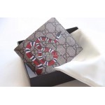 Gucci  GG Snake Embroidered Leather Bi-Fold Wallet Gray 451268