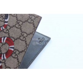 Gucci  GG Snake Embroidered Leather Bi-Fold Wallet Gray 451268