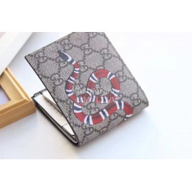 Gucci  GG Snake Embroidered Leather Bi-Fold Wallet Gray 451268