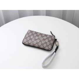 Gucci  GG Supreme King Tiger Printed Zipper Around Short Wallet Beige 522866