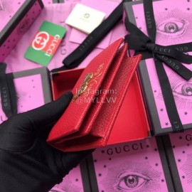 Gucci Bronzing Butterfly Short Leather Flip Wallet Red 516938