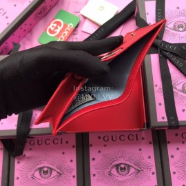 Gucci Bronzing Butterfly Short Leather Flip Wallet Red 516938