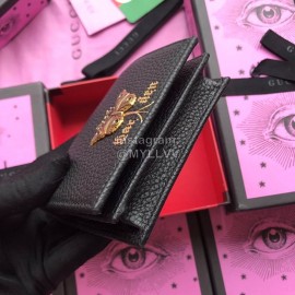 Gucci Bronzing Butterfly Short Leather Flip Wallet Black 516938
