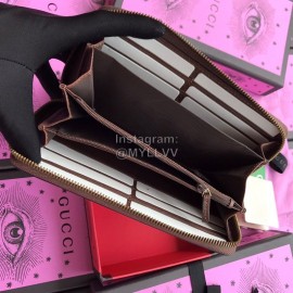 Gucci  GG Green White Red Tricolor Herringbone Pattern Zipper Around Long Wallet Green 429223