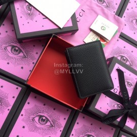 Gucci Bee Letter Flap Leather Short Flap Wallet Black 460185