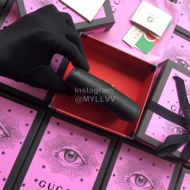 Gucci Bee Letter Flap Leather Short Flap Wallet Black 460185