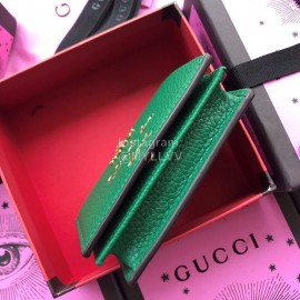 Gucci Bee Letter Flutter Pattern Cowhide Short Clamshell Wallet Green 460185