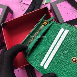 Gucci Bee Letter Flutter Pattern Cowhide Short Clamshell Wallet Green 460185
