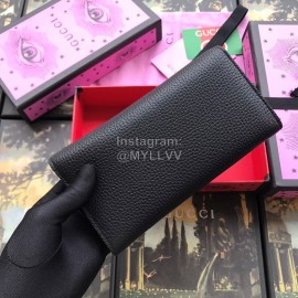 Gucci Bee Letter Long Leather Flip Wallet Black 464070