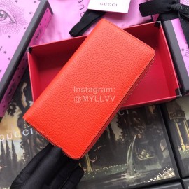 Gucci Athletics Letter Ribbon Zipper Around Long Cowhide Wallet Orange 459138