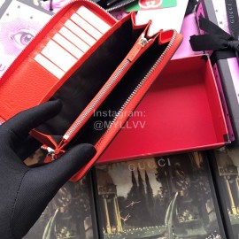 Gucci Athletics Letter Ribbon Zipper Around Long Cowhide Wallet Orange 459138