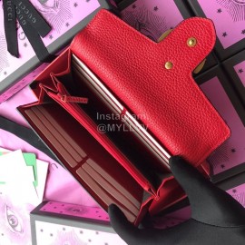 Gucci Double G bi-folding leather long flap wallet red 400586