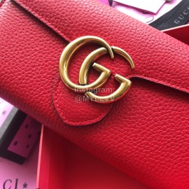 Gucci Double G bi-folding leather long flap wallet red 400586