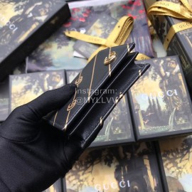 Gucci Double G gold print short clamshell leather wallet black 548071