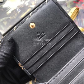 Gucci Double G gold print short clamshell leather wallet black 548071