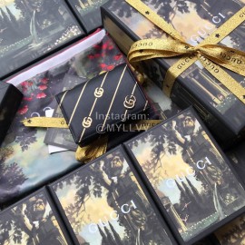 Gucci Double G gold print short clamshell leather wallet black 548071