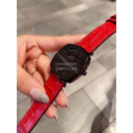 Gucci Grip Series Leather Strap Watch Red