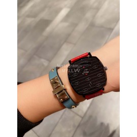 Gucci Grip Series Leather Strap Watch Red
