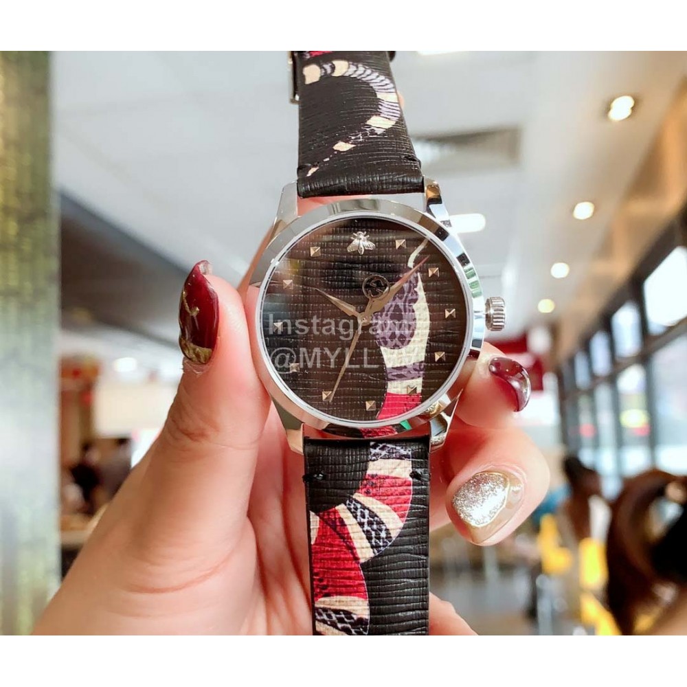 Gucci Garden 38mm Dial Leather Strap Watch For Women Black