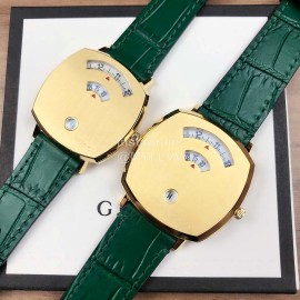 Gucci Arcuate Square Case Green Strap Watch For Men And Women